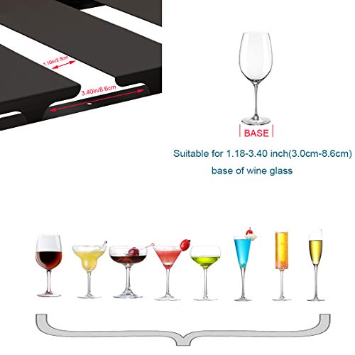 Simve Wine Glass Holder Under Shelf Or Cabinet, Stainless Steel 16.5 Inch Stemware Rack, Glassware Drying Hanger, Metal Hanging Organizer For Bar Restaurant, Matte Black, 4 Row #TOP3