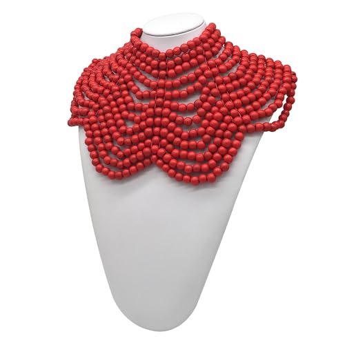 Jhwzaiy Statement African Jewelry Chunky Colorful Wood Beaded Necklaces For Women Strands Big Bib Choker Collar Multi Color Layered Cluster Tassel Wooden Bead Necklace Handmade Fashion Costume Accessories, thumb #4