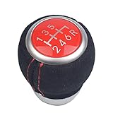 Hacreyatu Car-Styling 6 Speed Leather Gear Stick Shift knob for Subaru Impreza WRX STI 2009 2010 2011 2012 2013 2014 2015 2016 2017 2018 (Black Leather red Cover + R Marked Below)