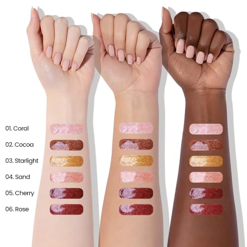 Image of SUAKE Liquid Sparkling Glitter Eye Shadow - Rose Gold Cherry Eyeshadow, Eyeliner, Eyelid Shimmer Highlight Makeup, Highly Pigmented sombra de para ojos,Waterproof Quick-Drying (06Rose#)