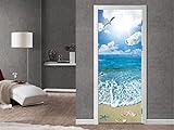 FLFK 3D Sol Playa del océano PVC Adhesivo Fotográfico Vinilos Puerta Pegatina Pared Murales para Cocina Sala de Baño Decorativos 77X200cm