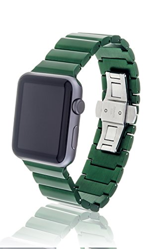 42mm JUUK Viridian Ligero Premium Apple Watch Band, Made with Swiss Quality Using The Highest Grade 6061 Series Aluminum with a Solid Stainless Steel Butterfly deployant Buckle (Matte Green)