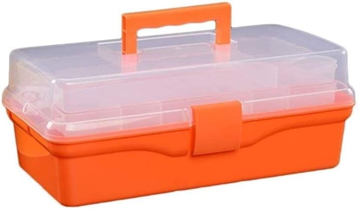 SMQHH Craft Storage Tool Box, Plastic Portable Children's Drawing Toolbox Artists Craft Box-362016cm (Color : Orange, Size : 362016cm)