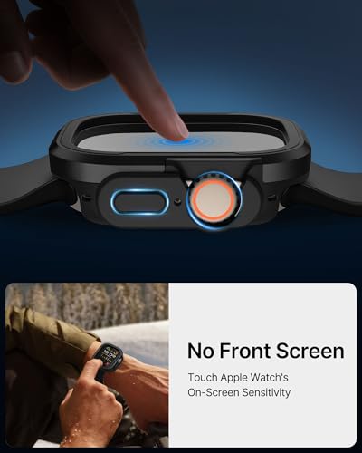 Image of Fullmosa Rugged Armour Hybrid Watch Case Compatible for Apple Watch Series 11 10 9 8 7 Ultra3 2 1, Shockproof Resist Bumper iWatch Cover, Black