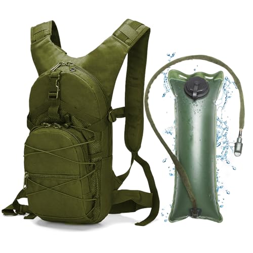 RAPIDSKY Mochila táctica de hidratación de 3 L, bolsa de agua ligera, mochila de senderismo con bolsa de agua para hombres y mujeres, paquete de hidratación para ciclismo, correr, caza (oliva)