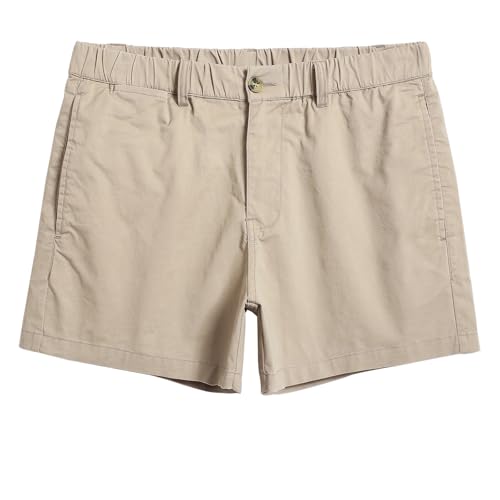 maamgic Mens Shorts Casual 4 Cotton Stretch Classic-fit Khaki Shorts for Men Elastic Waistband Multi-Pocket Mens Golf Shorts Daily Wear