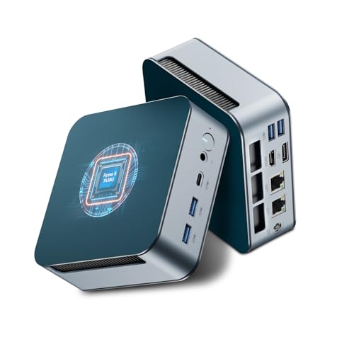 rumlawn Mini PC Ryzen 5 7430U(Max 4,3 GHz), Mini Computer 32GB RAM 1TB M.2 NVMe SSD, Mini Computer Desktop Win11 Pro Triplo Display 4K 60 Hz/HDMI/Tipo-C/Porte USB/RJ45/WiFi 6/BT5.0