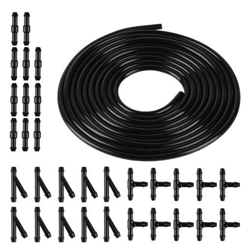 4m Durite Lave Glace Voiture, Kit de Flexible d'essuie-glace, Tuyau de Liquide de Lave-glaces pour Connecter Pompe à Eau et Buses de Voiture, avec 30 Universel Raccord Tuyau Connecteurs