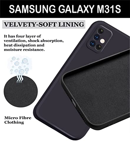 Image of A rtistque Liquid TPU Silicone Matte Shockproof Flexible with Camera Protection Soft Back Cover Case for Samsung Galaxy M31s - Black