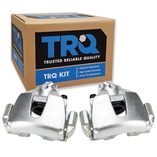 Image of TRQ Front Driver and Passenger Side Brake Caliper Set Caliper Brackets Hardware Compatible with 04-07 Mazda 3 06-07 5