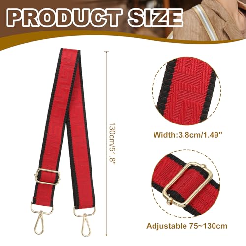 Image of PATIKIL Purse Strap, Adjustable Crossbody Bag Straps Wide Shoulder Strap Universal Replacement Shoulder Bag Belt for Women's Handbags Canvas Satchels Bag Backpack, Deep Red