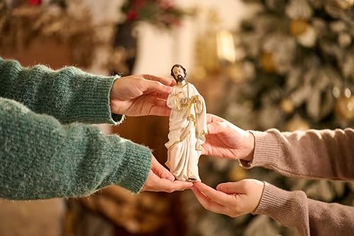 Valery Madelyn Christmas Nativity Set, 8 Piece Nativity Scene Sets & Figures Resin 8\'\' Holy Family, White Gold Christmas Jesus Religious for Holiday Indoor Xmas Gift Table Decorations