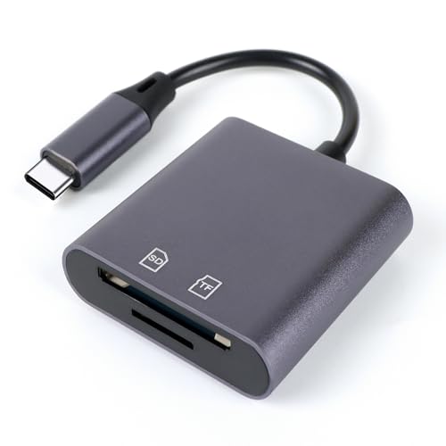 Aluminum USB C SD Card Reader, Aieloar 2-in-1 Memory Card Reader with SDXC, SDHC, SD, MMC, RS-MMC, Micro SDXC, Micro SD, Micro SDHC Card for iPhone 15 Pro Max, and More USB-C/Type C Device