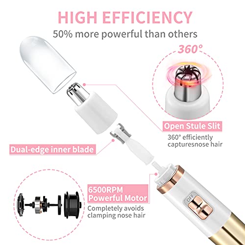 Image of AREYZIN Nose Trimmer for Women Ladies Painless Facial Trimmer for Women,Eyebrow Facial Ear Hair Razors Nose Hair Clipper Professional, Waterproof, Gold