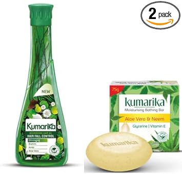 Kumarika, Hair Oil, Hair Fall Control, Non Sticky, Silky Smooth and Strong Hair, For Men and Women, 200 ml + 1 Aloe Vera & Neem Soap worth Rs. 30 Free