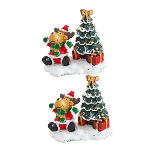 VICASKY 2pezzi Renne e Miniatura Figure Renne Realistiche Per Artigianato Animali Giocattoli Decorazioni Miniatura Per Natale Decorazioni Torta Per Vacanze