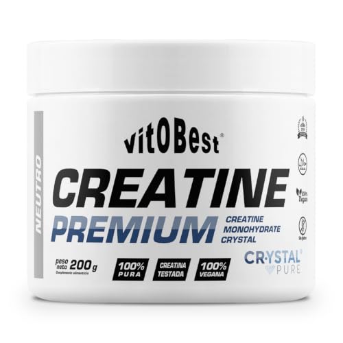 VITOBEST | Creatine Premium (Cr-ystalPure®) | Energía celular para músculo y cerebro | Apoyo al rendimiento físico y a la función cognitiva | Sabor Neutro - 200 g