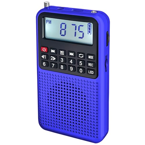YOFITS YF39 3-in-1 Portable Radio AM FM MP3 Player Voice Recorder- Multi-Function Excellent Reception and Rechargeable Battery Small Receiver with Bluetooth & Emergency Flashlight for Outdoors(Blue)