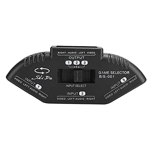 Socobeta Audio Video Switcher AV Switch Box 3 in 1 Out Splitter with AV Cable(Black)