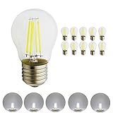 G45 Vintage Style Globe Shape LED Edison Filament Light Bulb E26/E27 Base,No Dimmable 4W (40W Incandescent Bulbs Equivalent)，6000K Daylight Cold White，Clear Glass lamp Blub,Pack of 10
