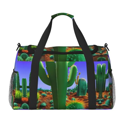 Sac de sport compact noir anti encombrement avec imprimé cactus sous le siège