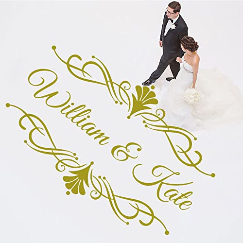 Personalisierter Name Hochzeit Tanzfläche Aufkleber - Vinyl Aufkleber Hochzeitsdeko - Monogramm Blume Blütenblatt Art Boda Party Große Größe Passen Sie Ihre Hochzeit An, Wie Abgebildet, 137 X Cover