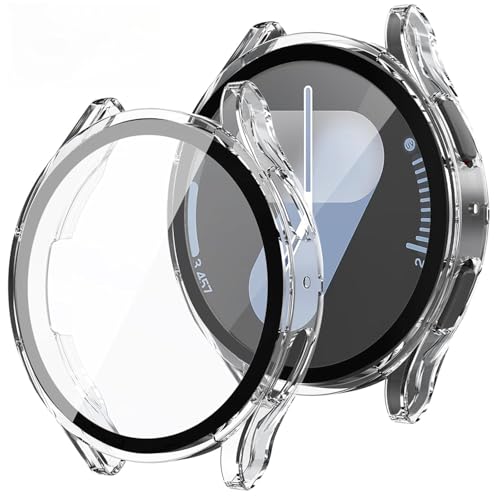 Image of Hard PC Case compatible with Samsung Galaxy Watch 4 /5 /6 44mm withTempered Glass Screen Protector, 9H Hardness, Full Coverage, [HARD CASE] [Pack of 1] (Clear, Samsung Galaxy Watch 4 /5 /6 44mm)