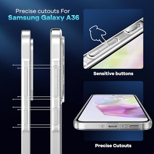 caslord Hülle für Samsung Galaxy A36 5G, 1 Handyhülle mit 2 Stück Hartglas, Weiche TPU Transparent Stoßfest Schutzhülle Durchsichtige… – Ansicht 5