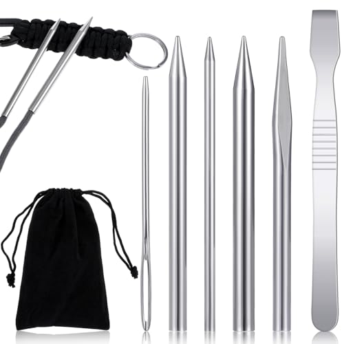 JJUNW 6Pcs Paracord Accessories - Paracord Tools, Jig, Needle, Lacing, Stitching for Leather Work