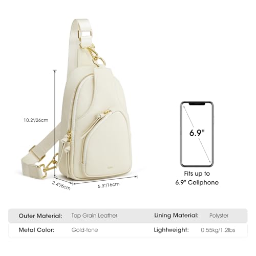Image of Kattee Sling Bag for Women, Leather Fanny Packs Crossbody Purse, Small Chest Bag with RFID Blocking, Beige