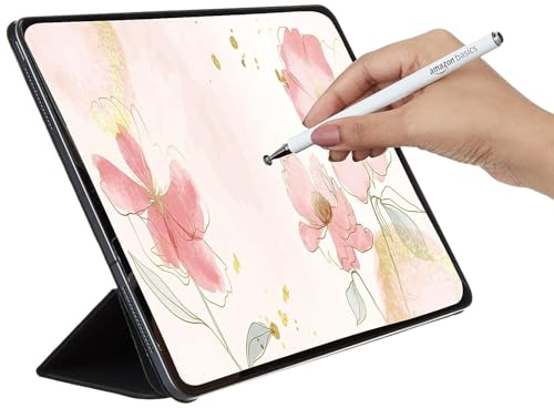Image of Amazon Basics Capacitive Stylus Pen for iOS and Android Touchscreen Devices, Fine Point Disc Tip, Lightweight Metal Body with Magnetic Cover (White)