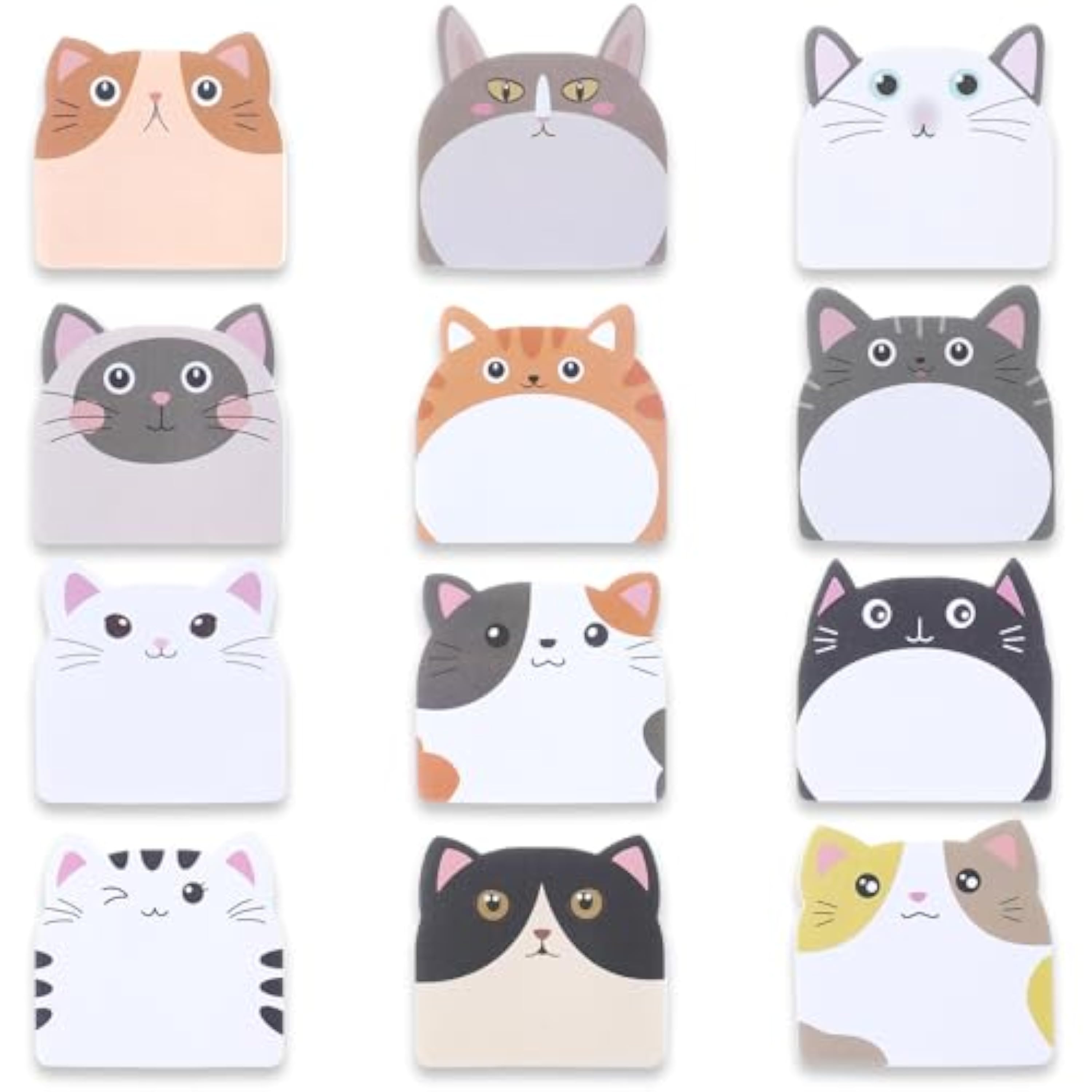 LLOUSSAK 270 Lindas notas adhesivas, lindo gato de dibujos animados notas adhesivas divertidas para niños Kawaii útiles escolares bloc de notas para tomar notas, estudiantes, hogar, oficina
