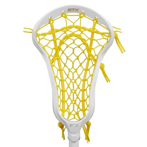 STX Aria Pro-M Women's Lacrosse Head Only - Strung with Lock Pocket, White Head w/Yellow Pocket
