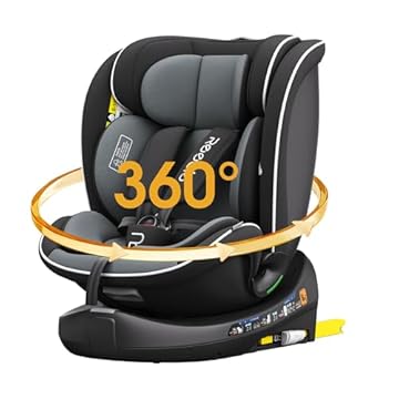Reecle I-Size 360 Girevole Seggiolino Auto, 40-150cm(0-12 anni), Compatibile ISOFIX (Nero)