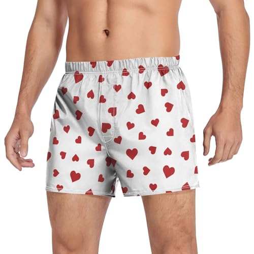 Laprad Boxer Shorts Breathable Boxer Briefs Red Hearts Soft Underwear with Button Fly3