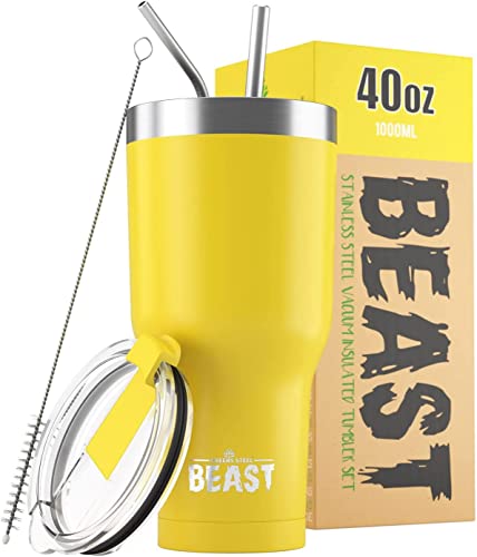 Greens Steel Beast Tumbler – 1050 ml (40 oz), Zitrone | Wiederverwendbarer Edelstahl, vakuumisolierter Becher… – Ansicht 1