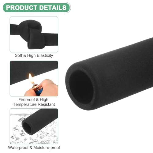 M METERXITY 2er-Pack Rohrisolierung Schaumstoffrohr, 25mm 1 ID 35mm OD 195mm Länge, Weicher Flexibler Schaumstoffschlauch Rohrisolierung für Griffunterstützung/Gitarrenständer/ [Schwarz]