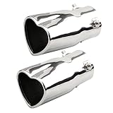 OtpOutopa Car Exhaust Tip 2.5 inch Inlet, Universal Heart Shaped Car Exhaust Pipe Straight Muffler Tip Modification Tail Pipe Stainless Steel Tail Throat, Adjustable Car Thickened Pipe (Silver)