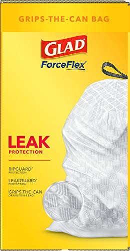 Glad ForceFlex Tall Kitchen Drawstring Trash Bags – 13 Gallon White Trash Bag, Unscented – 120 Count (Package May Vary)