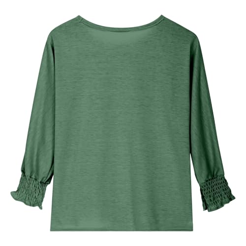 3/4 Sleeve Shirts for Kids Girls Daily Round Neck Solid Color Casual Elegant Blouses Junior Girls Stylish Relaxed Tops3