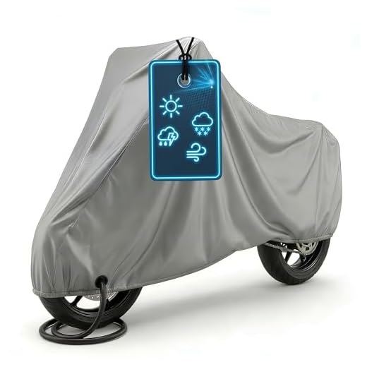 Motorrad Abdeckplane All Weather S, 100% wasserdichte Outdoor Motorrad Plane, Vespa Abdeckplane Ganz-Jahres-Schutz, Zubehör Plane Silber 185x90x110 cm