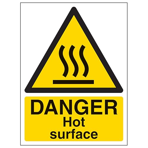 Panneau danger surface chaude v safety eviter les brulures sticker vinyle phosphorescent