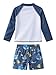 Toddler Boys Swim Set Long Sleeve Rash Guard Set for Baby Boys Two Piece Bathing Suits Swimwear Navy Sea Creatures 5T