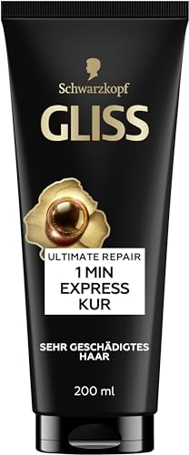 Gliss 1-Minute Intensivkur Ultimate Repair (200 ml) Haarkur mit Keratin für extrem geschädigtes Haar schon nach 1 Minute wirksam