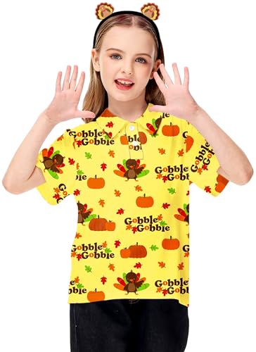 Image of AOBUTE Kids 4th of July Polo American Flag Short Sleeve Button Down Shirts Tops 3-14 Years