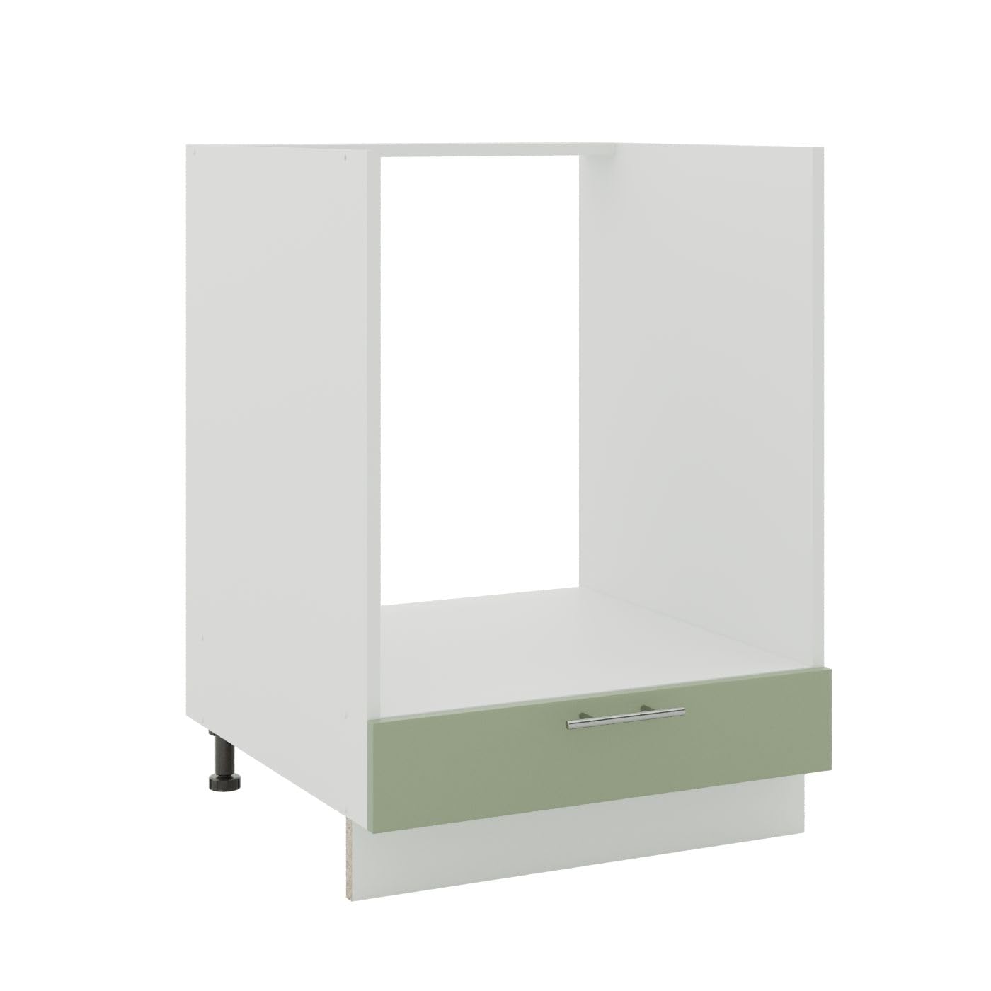 JD Greta Adjustable Kitchen Base Unit - 600mm - Oven Base Cabinet with Drawer (No Worktop) - Sage Green Matt