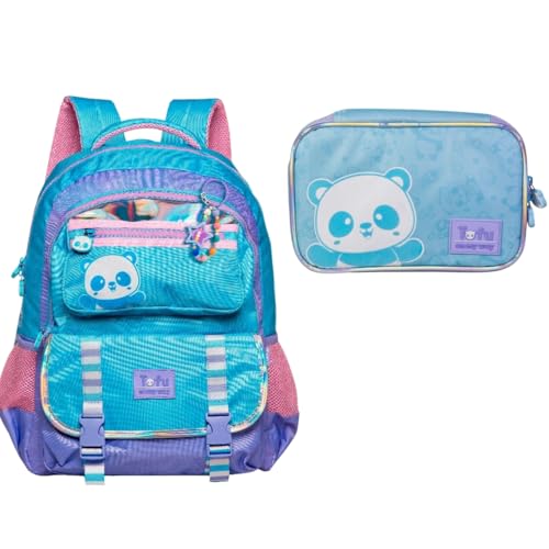 Kit Escolar Mochila Costas Teen E Estojo Box Panda Tofu 17 L