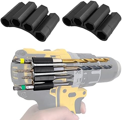 2 Pack Upgraded Magnetic Bits Holster Attach to Drill,Universal Fit 1/4 Inch Magnet Screw Driver Bits Hex Screw Holder Sleeve for Impact Driver,Hold 4 Drill Tips on Side of Drill