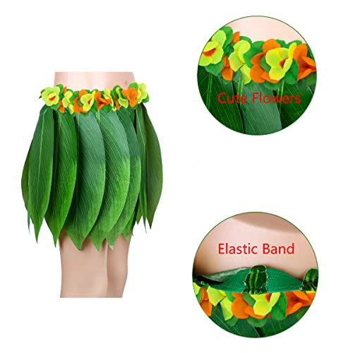PIXHOTUL Blad Hula Rok met Hawaii Leis Gras Rok en Kunstmatige Hibiscus Bloemen Kostuum voor Strand Hawaii Luau Tiki… - Image 4