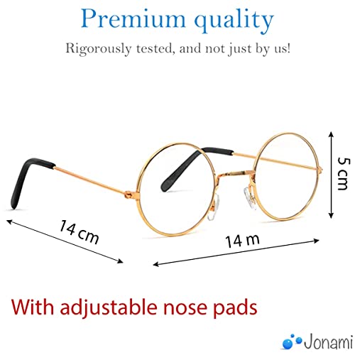 Jonami Brille Weihnachtsmann Kostümbrille Nikolausbrille Weihnachtsmannbrille Nickelbrille Runde Retro Brille Nikolaus für Nikolauskostüm, mit Runden Gläsern